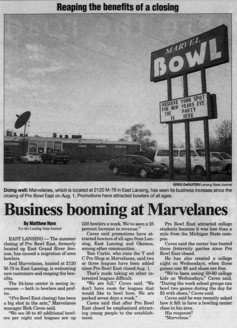 Pro-Bowl (Joe Josephs Pro-Bowl) - November 2001 Article Mentioning Pro-Bowl East Closing